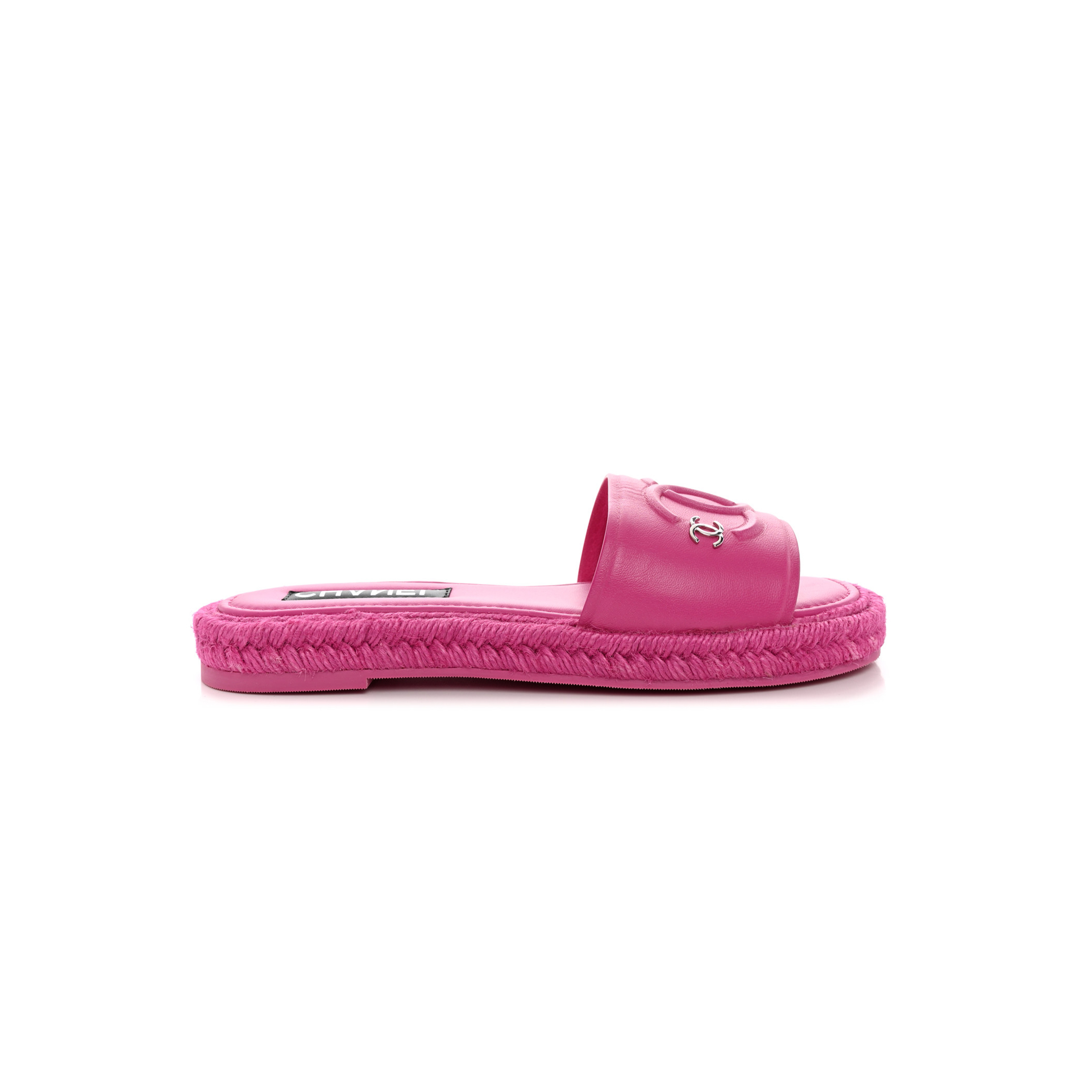 CHANE LAMBSKIN CORD BRAIDED SLIDE SANDALS PINK G39778